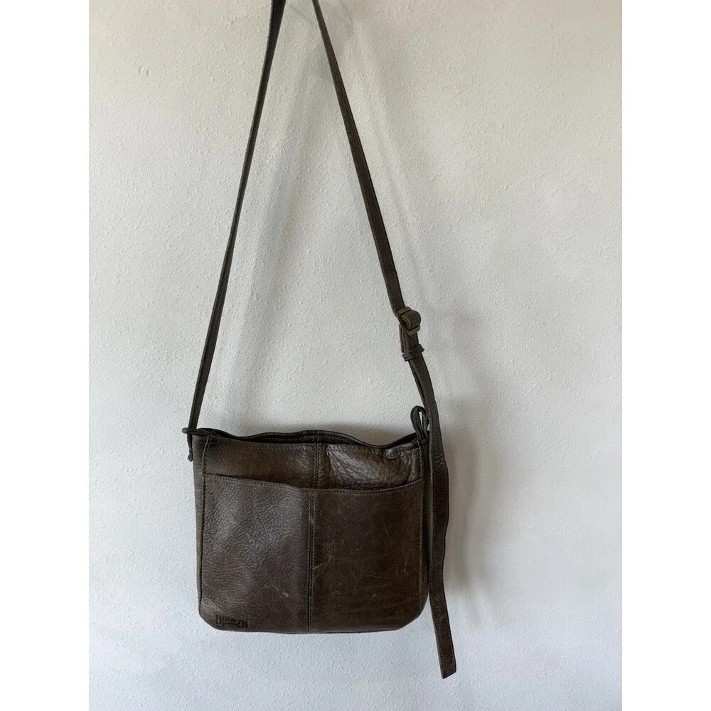 Duluth Trading Co Leather Crossbody Messenger Bag Purse Brown Pebbled Cowhide